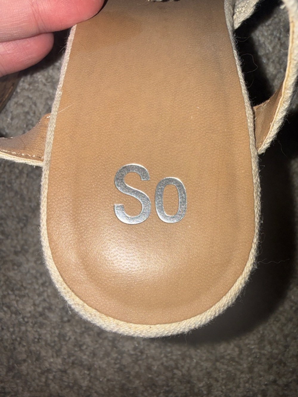 SO Cream Crochet Wedge Sandals with Cork-Style Platform - Picture 3 of 5